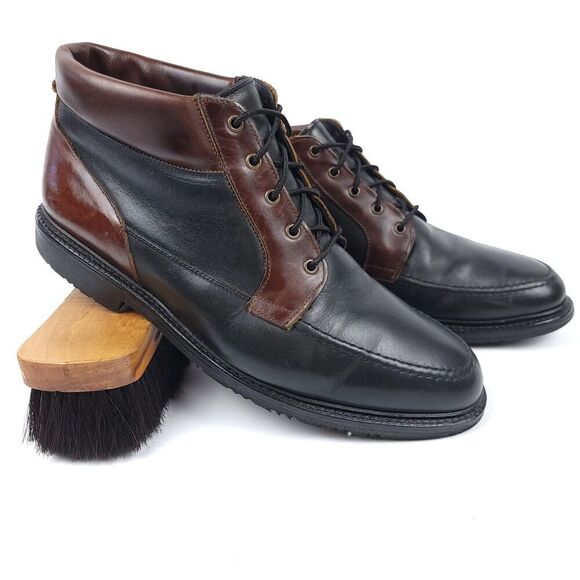 Allen Edmonds Old Money Cascade Two Tone Leather Boots Dress Shoe 11 Black Brown - Picture 2 of 10